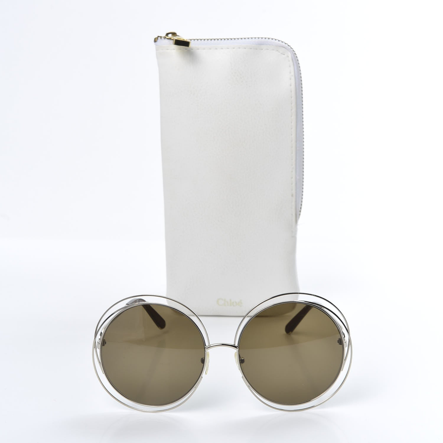 Chloe Oversize Round Carlina Oversized Round Sunglasses CE114S Silver Brown 7 of 7