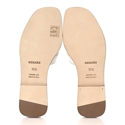 Hermes Box Calfskin Oran Sandals 35.5 White 5 of 9