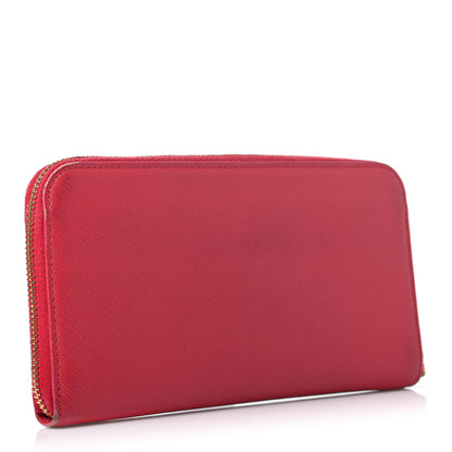 Prada Saffiano Triangle Zip Around Wallet Peonia 2 of 4