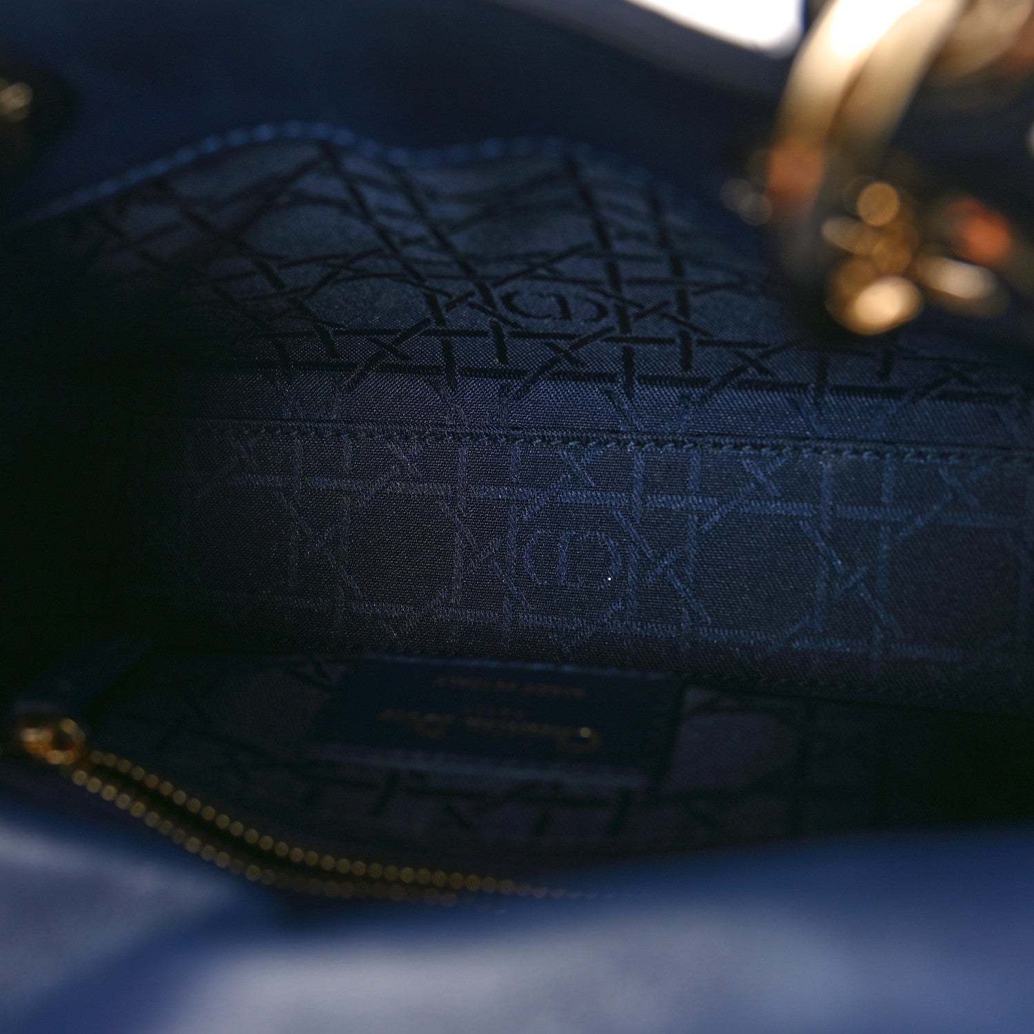 Christian Dior CHRISTIAN DIOR Lambskin Cannage Mini Lady Dior Navy