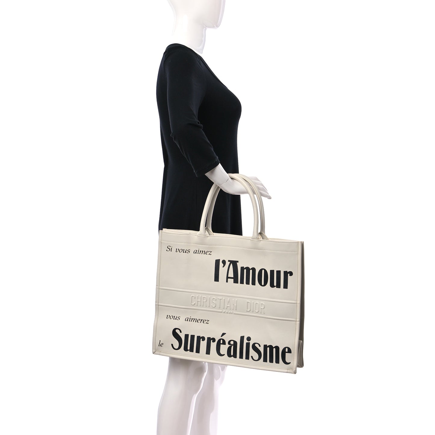 Calfskin Large Surrealism Book Tote Ivory