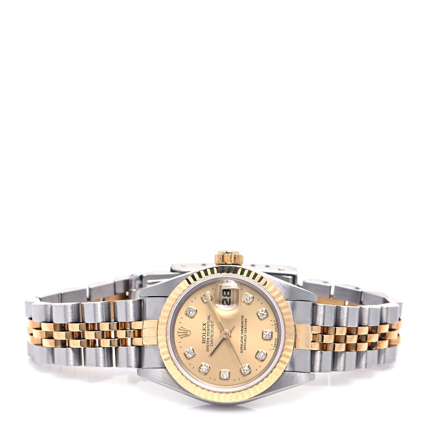 Stainless Steel 18K Yellow Gold Diamond 26mm Oyster Perpetual Datejust Watch Champagne 69173