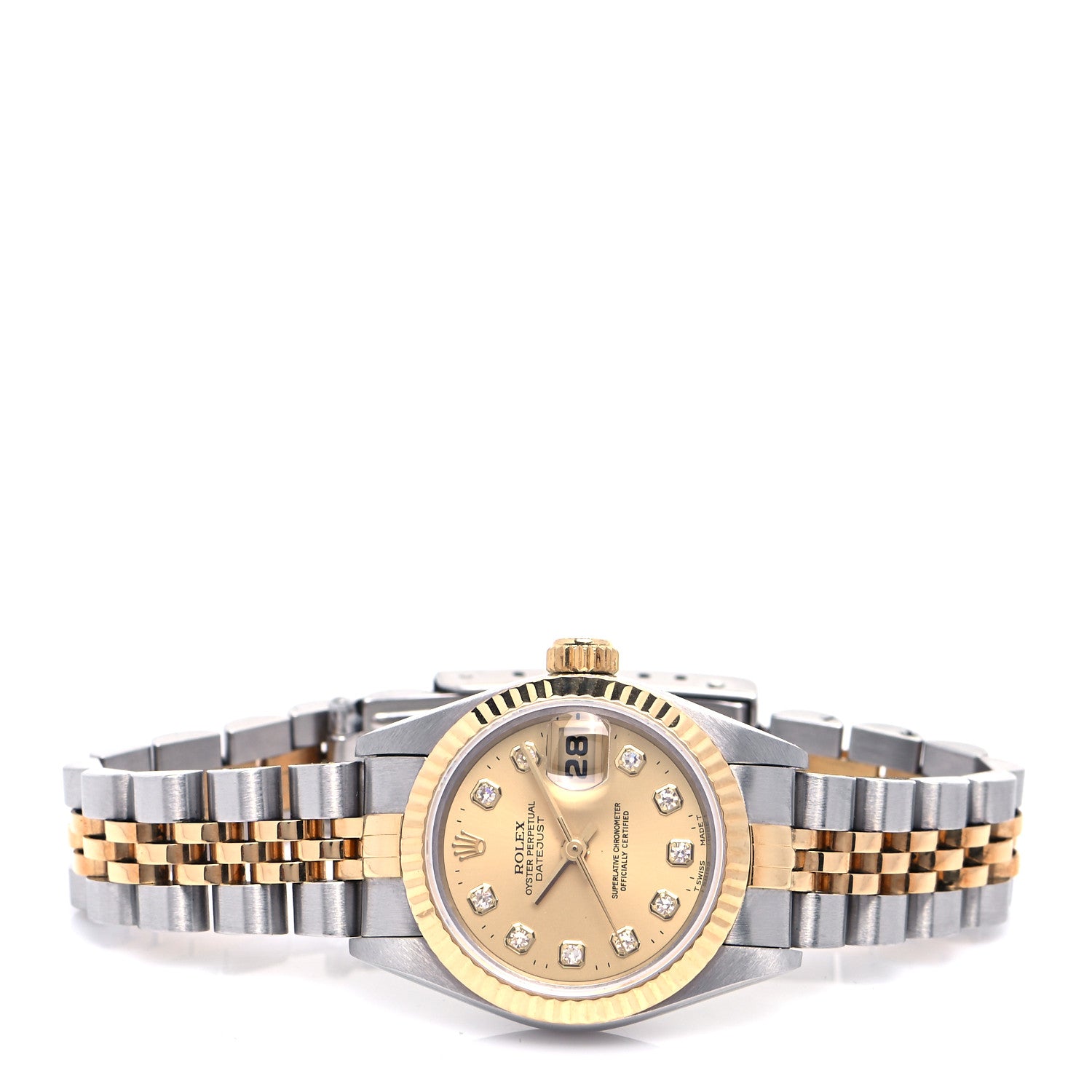 Rolex Stainless Steel 18K Yellow Gold Diamond 26mm Oyster Perpetual Datejust Watch Champagne 69173 2 of 4