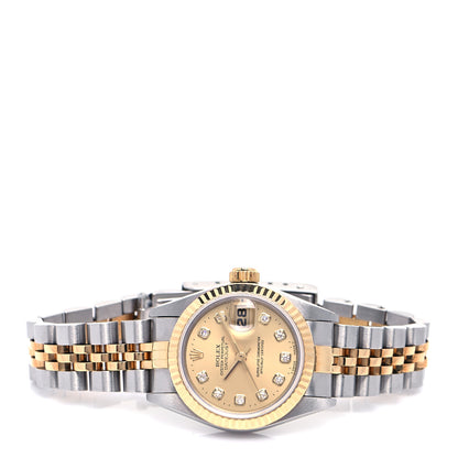 Rolex Stainless Steel 18K Yellow Gold Diamond 26mm Oyster Perpetual Datejust Watch Champagne 69173 2 of 4