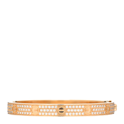 Cartier 18K Yellow Gold Diamond LOVE Paved Bracelet 17 3 of 4