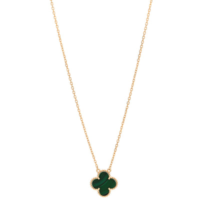 Van Cleef & Arpels 18K Yellow Gold Malachite Vintage Alhambra Pendant Necklace 1 of 5