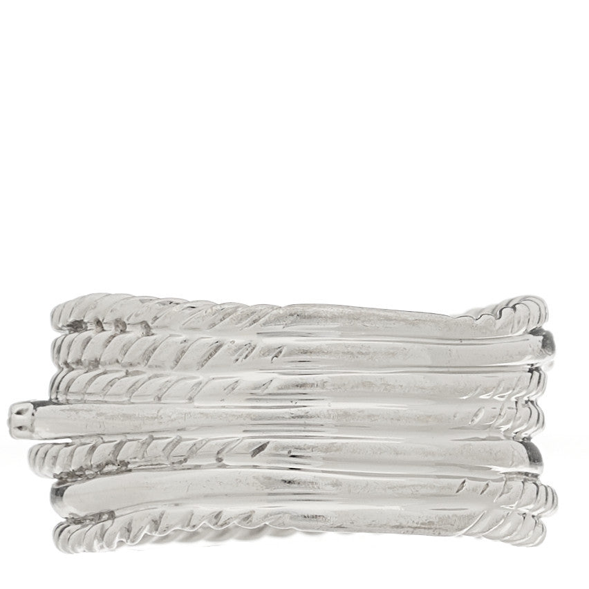Sterling Silver Diamond 12mm Wide Crossover Cable Ring 54 7