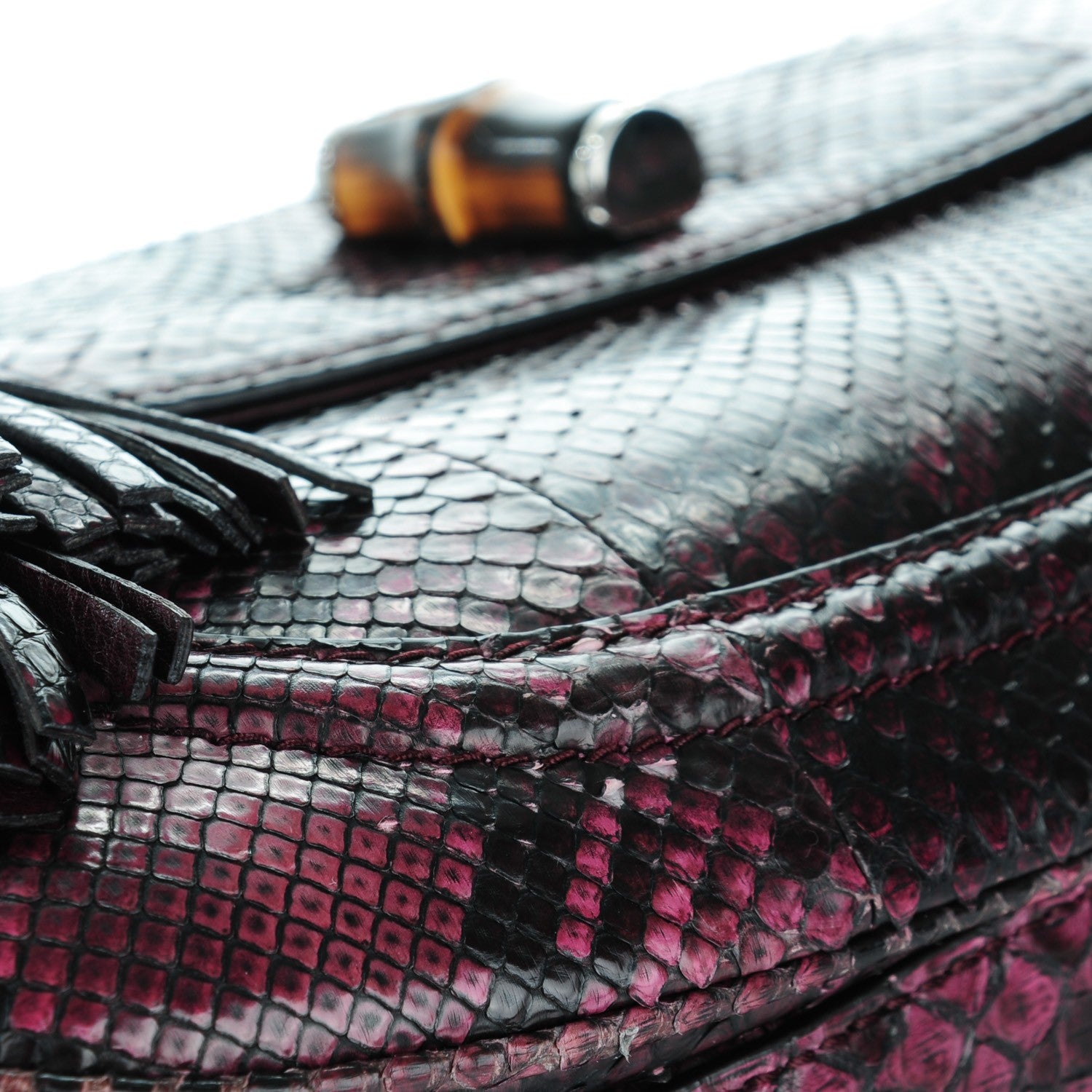 Gucci Python Large New Bamboo Top Handle Bag Bordeaux 8 of 8