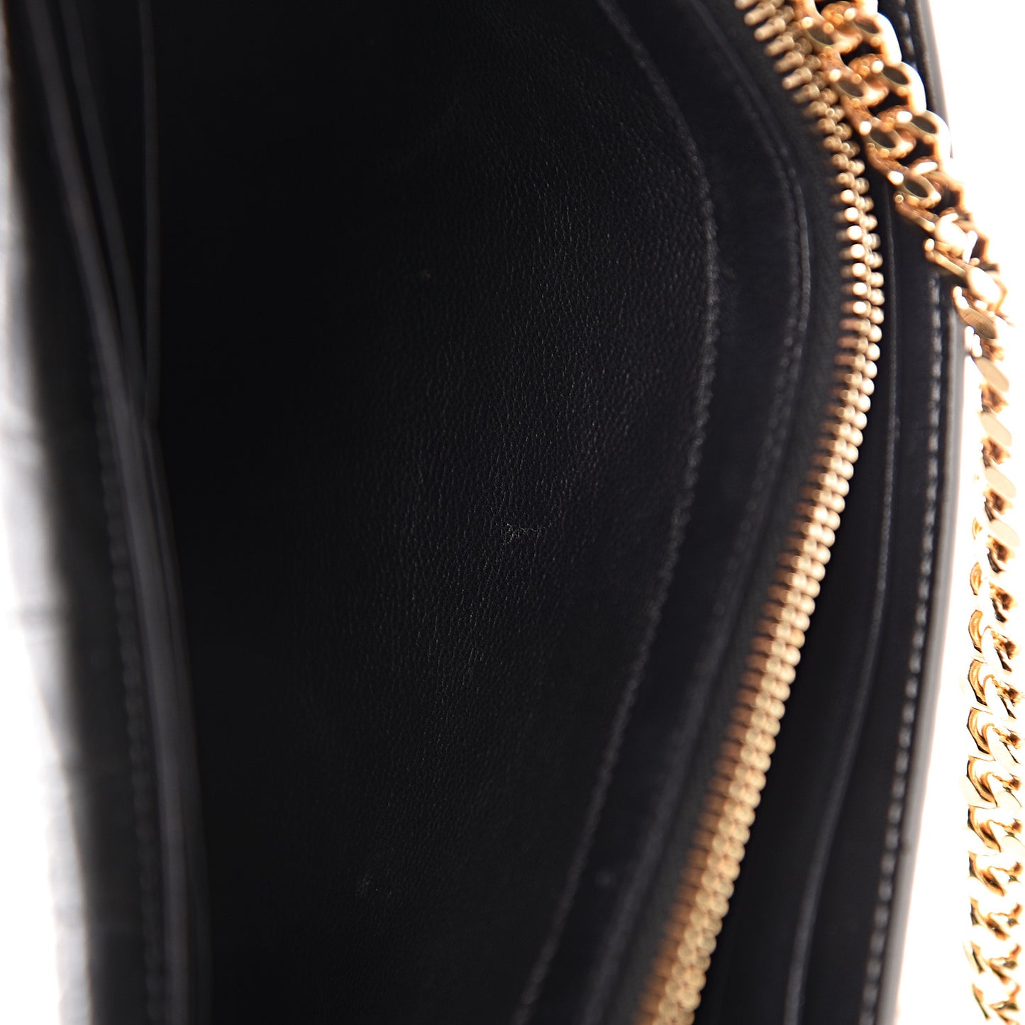 Calfskin Crocodile Embossed Monogram Chain Wallet Argento