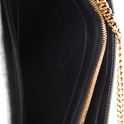 Saint Laurent Calfskin Crocodile Embossed Monogram Chain Wallet Argento 9 of 13