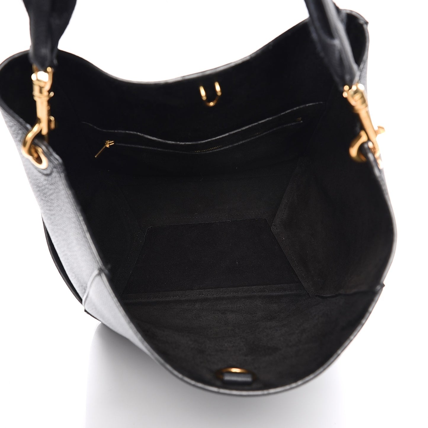 Soft Grained Calfskin Sangle Bucket Bag Black