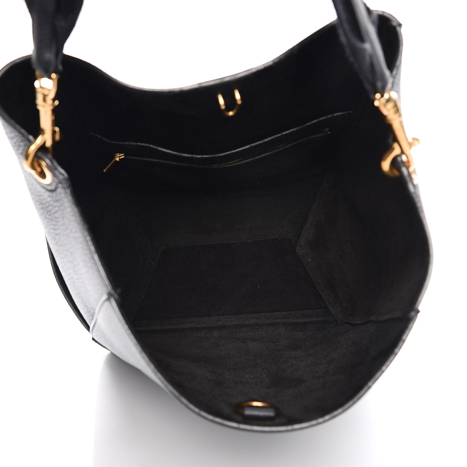 Celine Soft Grained Calfskin Sangle Bucket Bag Black 5 of 7