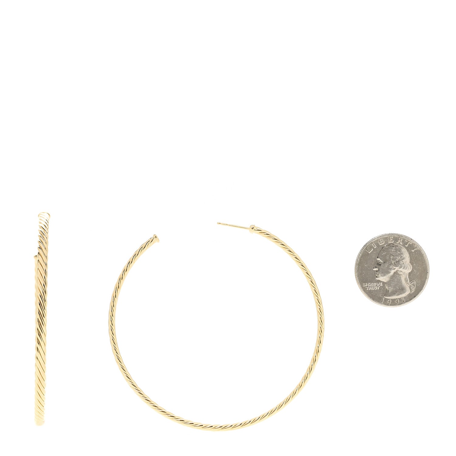 David Yurman 18K Yellow Gold Extra Large Cablespira Hoop Earrings 2 of 5
