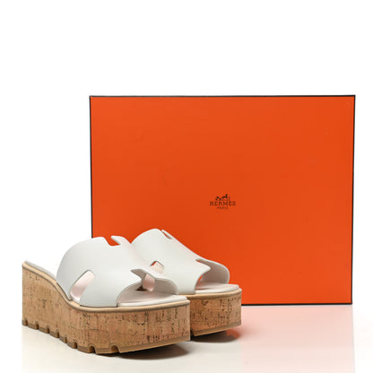 Hermes Calfskin Cork Eze 30 Sandals 40 White 9 of 9