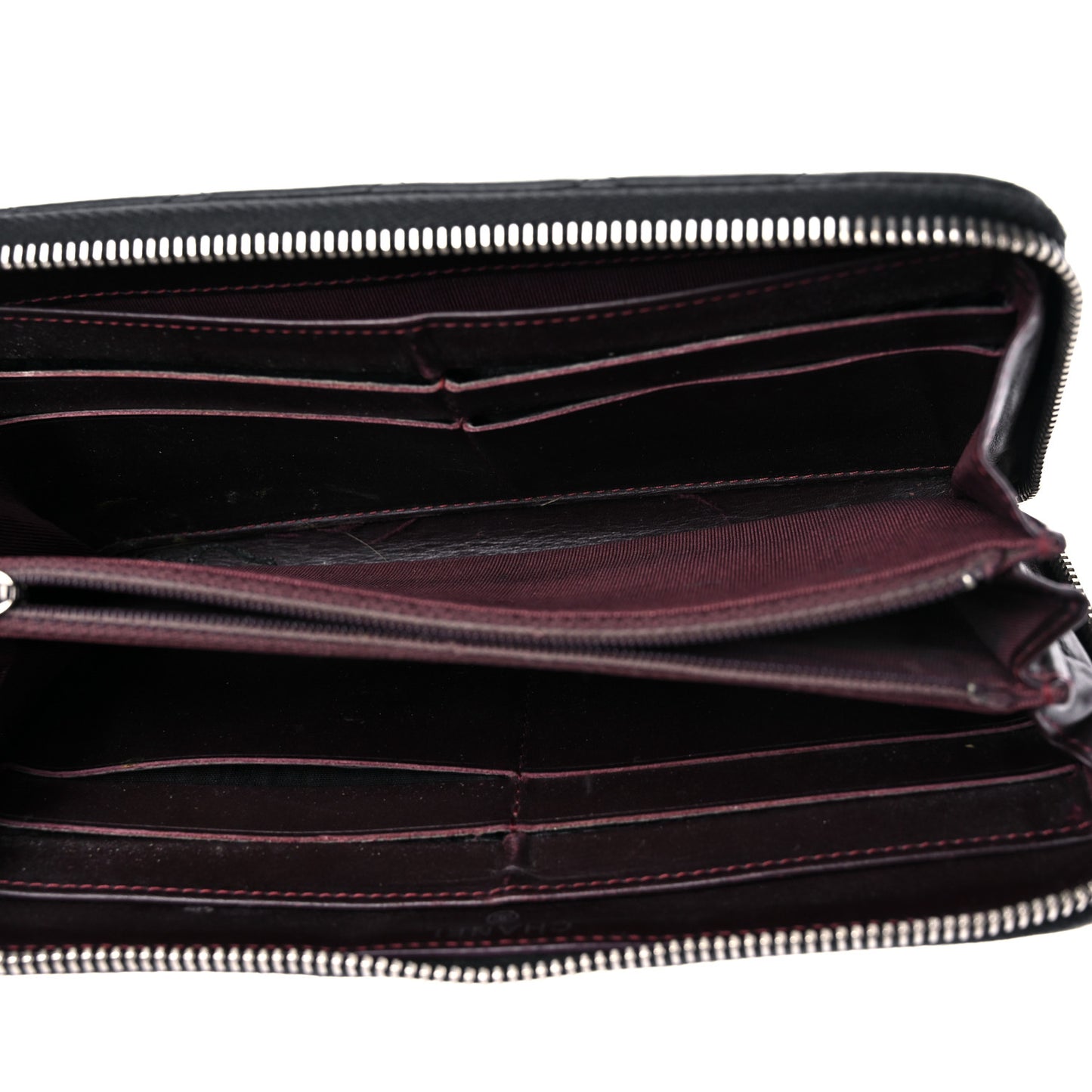 Caviar Quilted Medium Zip Around Wallet Black