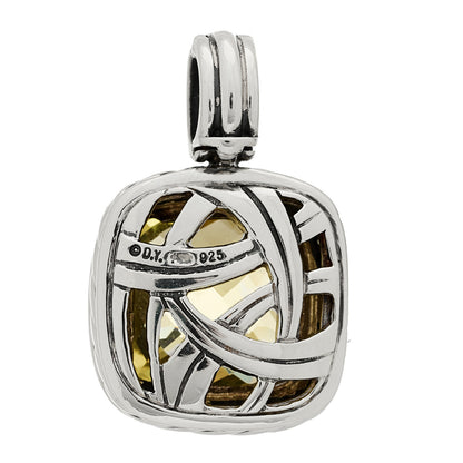 David Yurman Sterling Silver Diamond Lemon Citrine 14mm Albion Enhancer Pendant 3 of 4