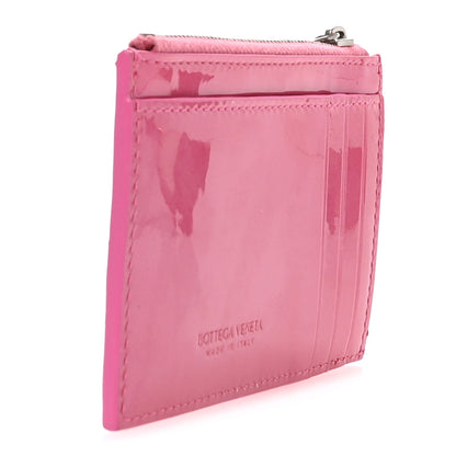 Bottega Veneta Metallic Patent Calfskin Intrecciato Cassette Zipped Card Case Pink 3 of 8