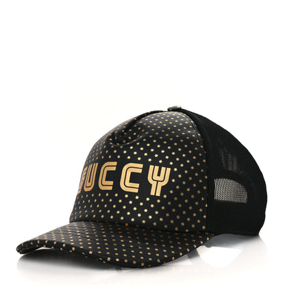 Gucci X SEGA Calfskin GUCCY Stars Baseball Hat XL Black Gold 1 of 8