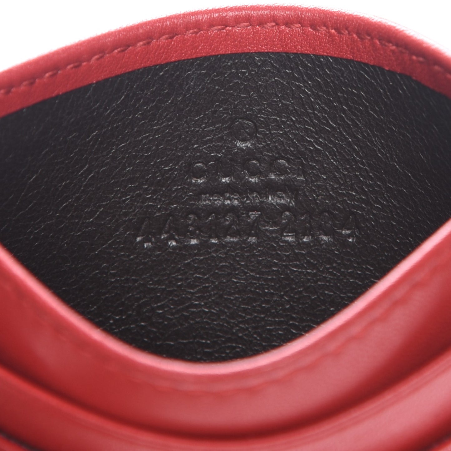 Calfskin Matelasse GG Marmont Card Holder Hibiscus Red