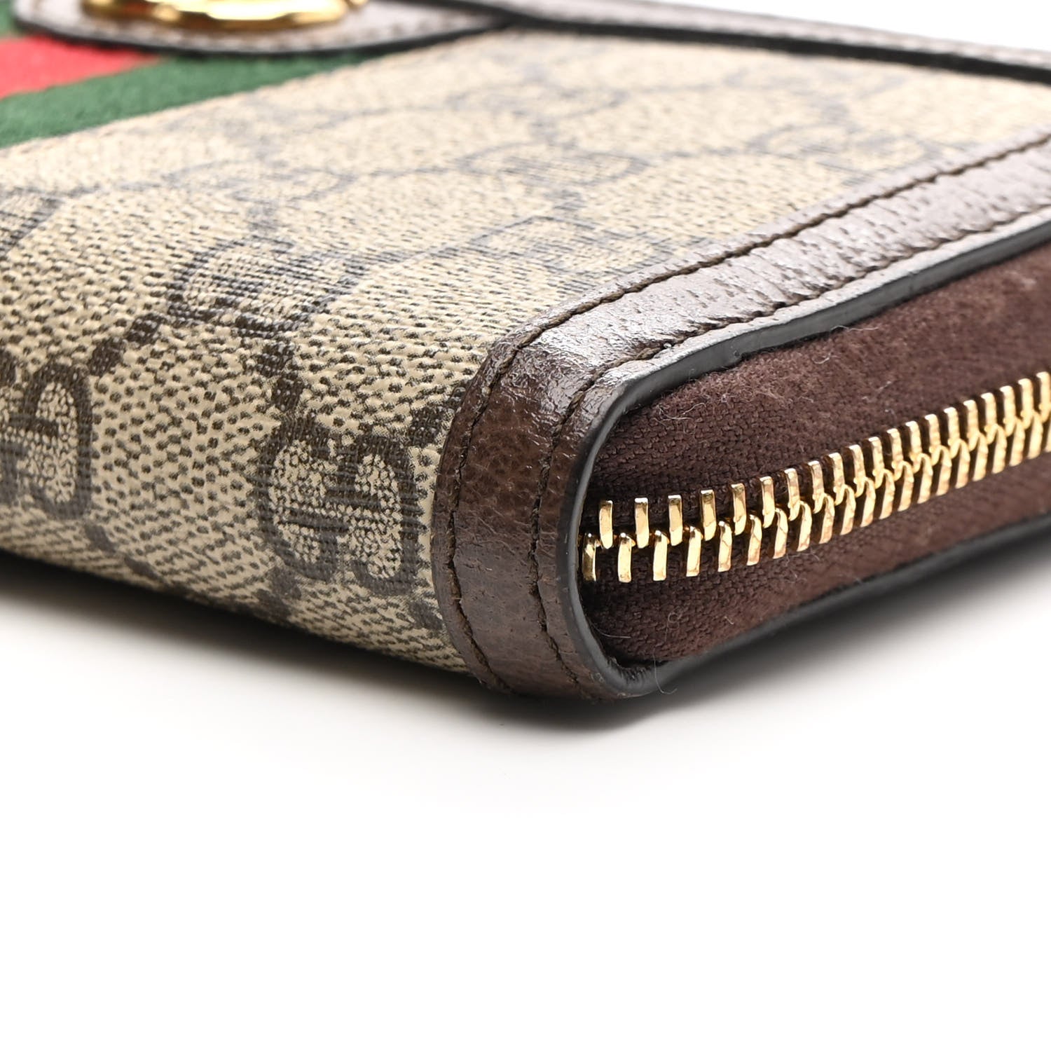 Gucci GG Supreme Monogram Web Ophidia Zip Around Wallet Brown 11 of 13