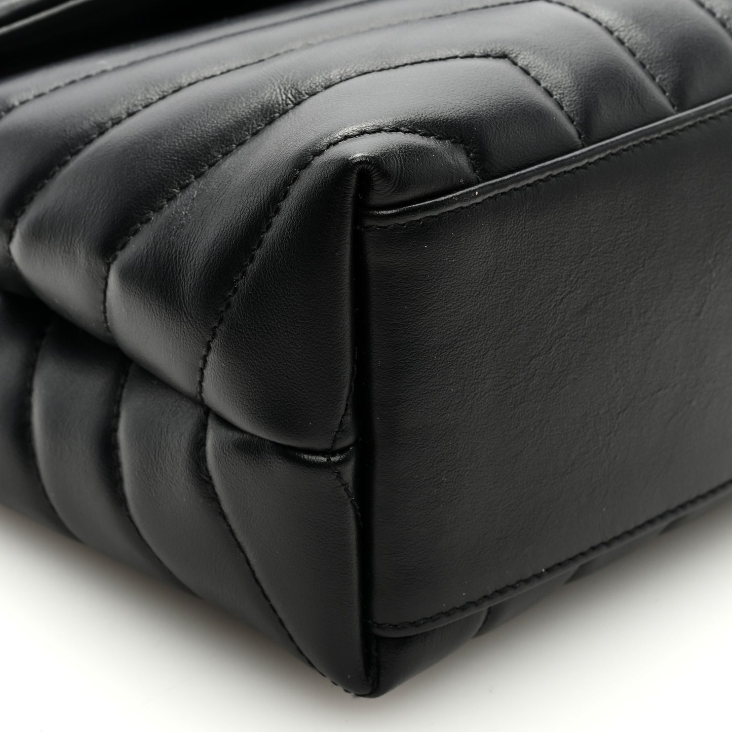 Calfskin Y Quilted Monogram Small Loulou Chain Satchel Black
