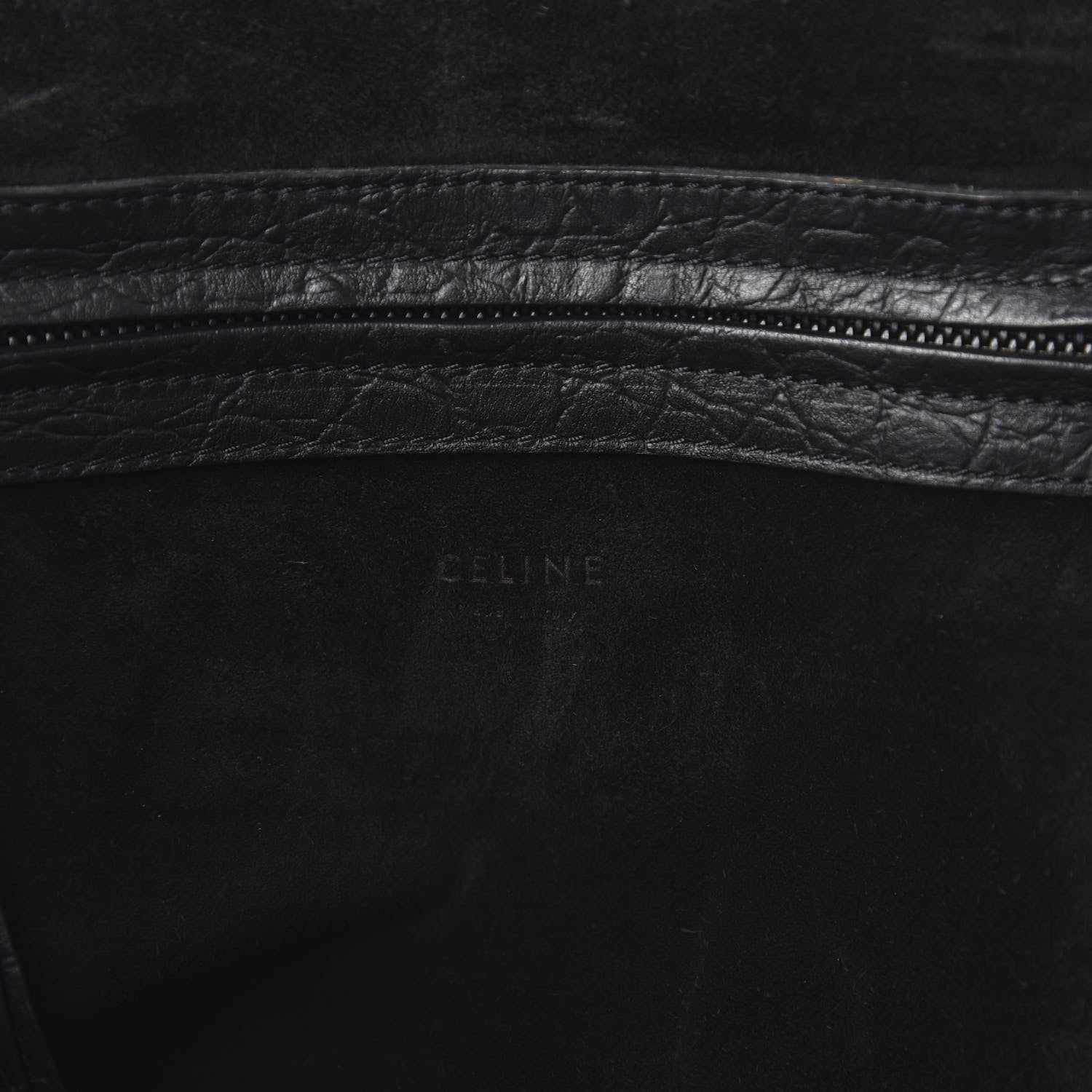 Celine Crocodile Embossed Calfskin Medium Phantom Luggage Black 8 of 9