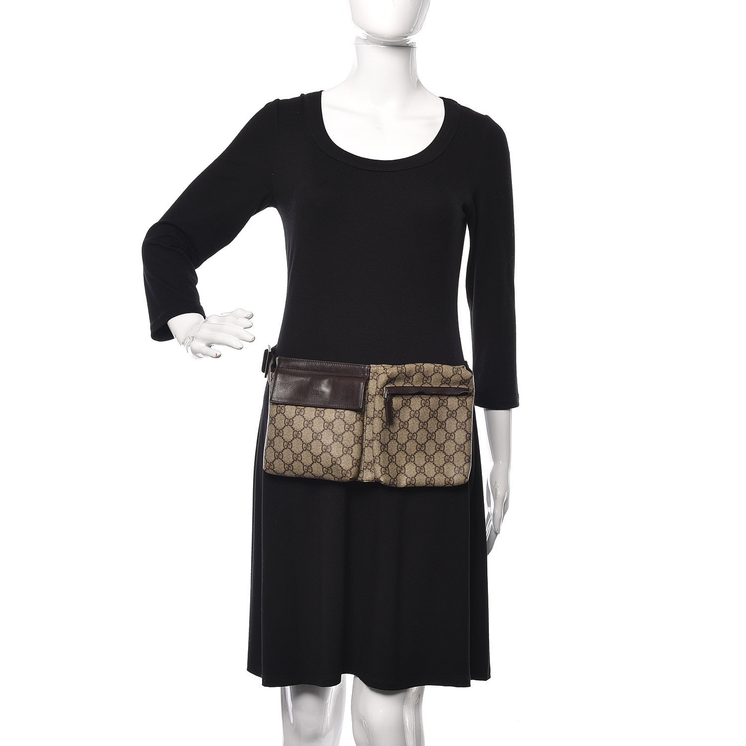 Gucci GG Plus Monogram Double Pocket Belt Bag Dark Brown 2 of 12