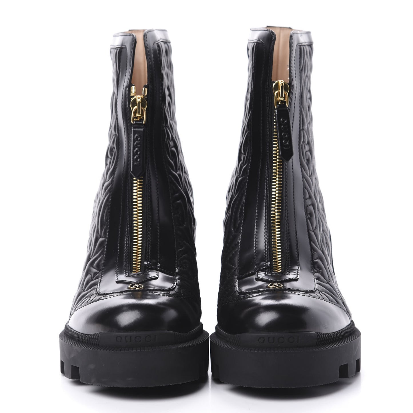 Calfskin Nappa Rhombus Quilted Trip Ankle Boots 37.5 Black