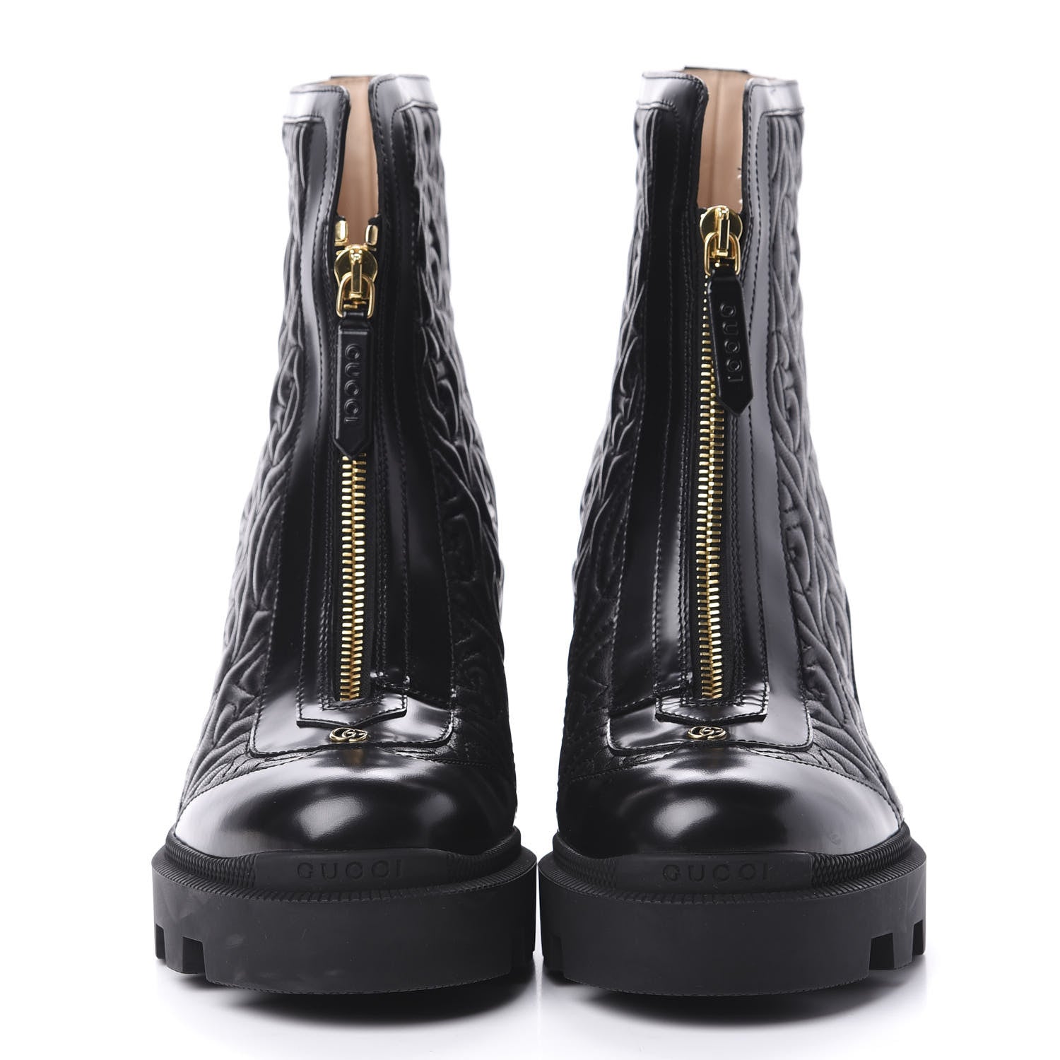 Gucci Calfskin Nappa Rhombus Quilted Trip Ankle Boots 37.5 Black 2 of 7