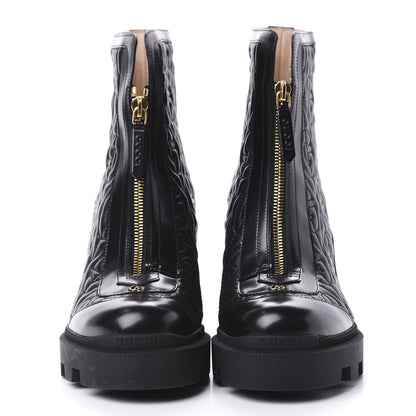 Gucci Calfskin Nappa Rhombus Quilted Trip Ankle Boots 37.5 Black 2 of 7