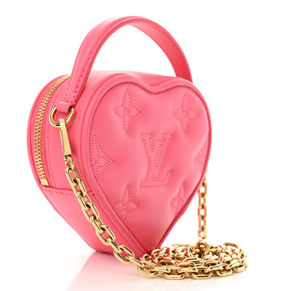 Louis Vuitton Calfskin Embroidered Monogram Pop My Heart Bag Pouch Dragon Fruit Pink 3 of 8
