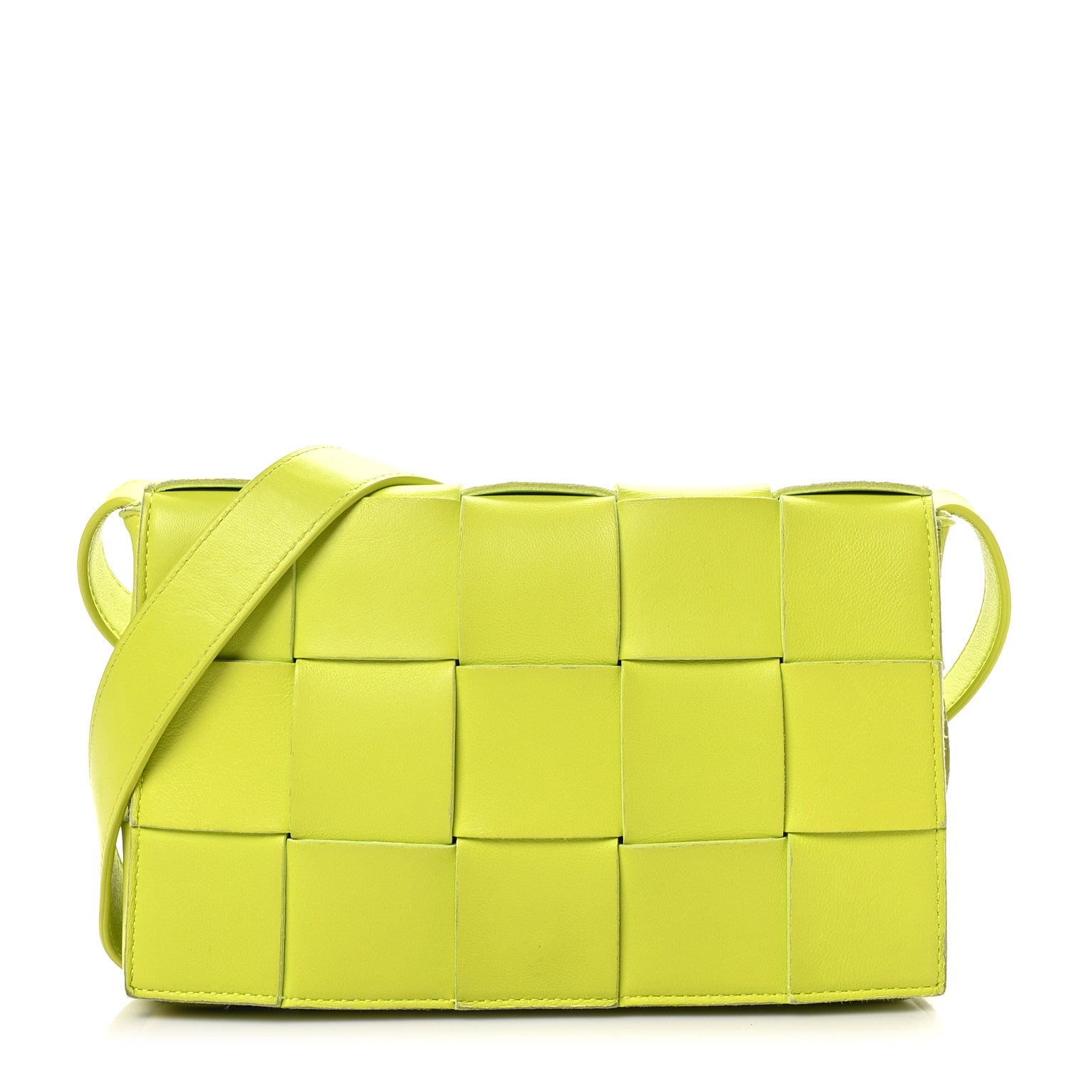 Bottega Veneta Lambskin Maxi Intrecciato Cassette Crossbody Bag Acid Kiwi 1 of 11