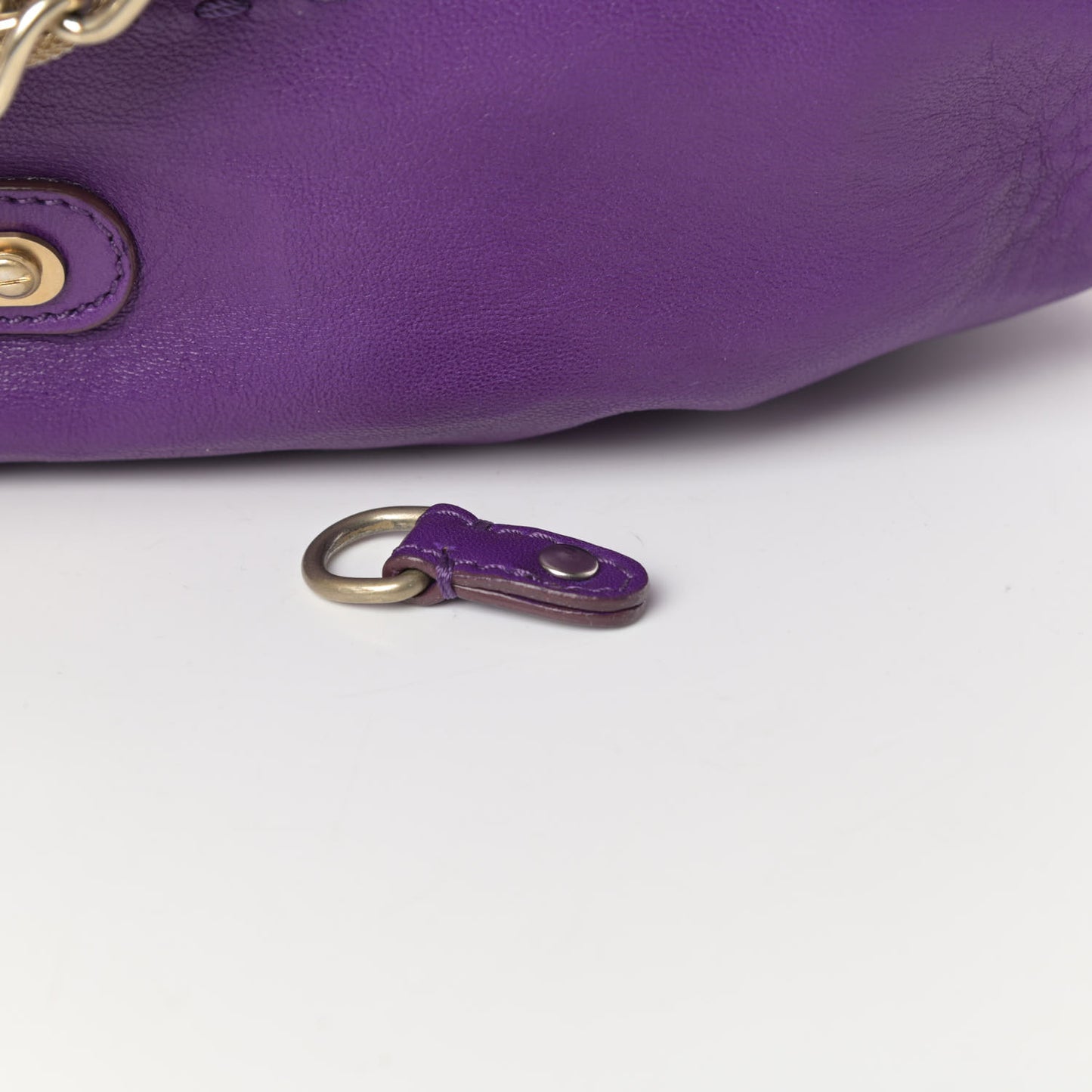 Calfskin Coated Canvas Printed Tote Purple