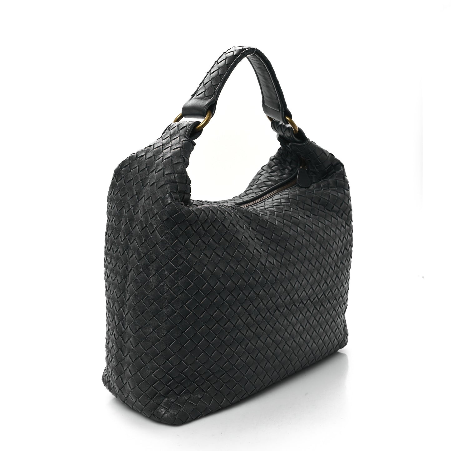 Nappa Intrecciato Pyramid Hobo Ferro Gray