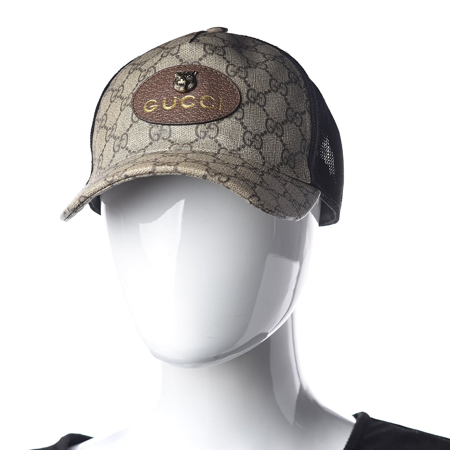 Soft GG Supreme Monogram Mesh Textured Dollar Calfskin Neo Vintage Rap Baseball Hat M Dark Brown Black