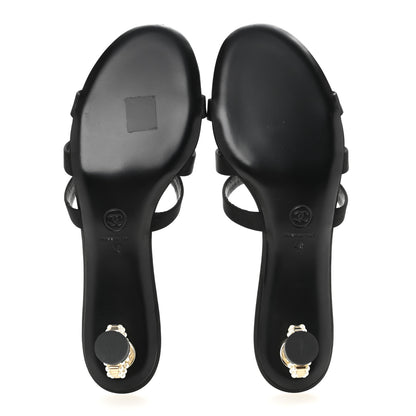 Chanel Satin Pearl CC Mule Sandals 40 Black 6 of 9