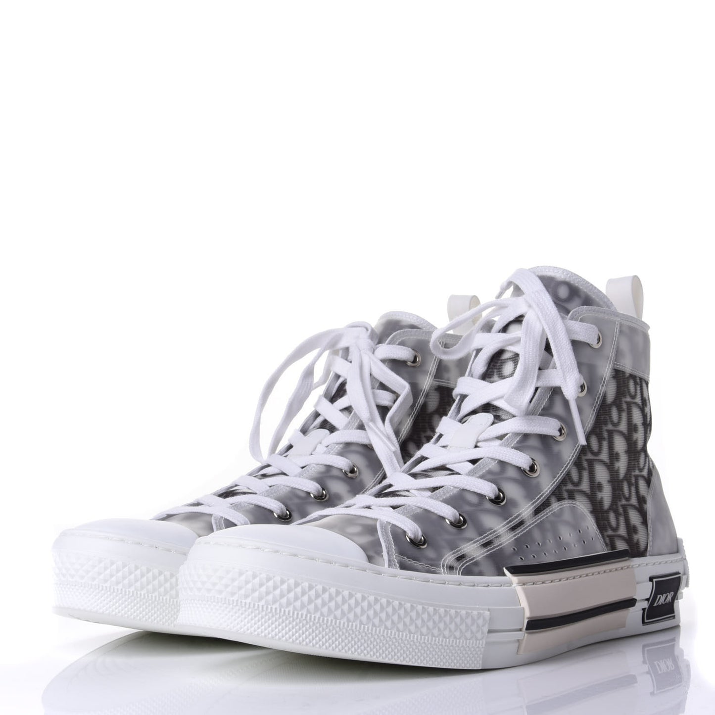 Technical Canvas Oblique Mens B23 High Top Sneakers 44 White Black