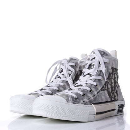 Christian Dior Technical Canvas Oblique Mens B23 High Top Sneakers 44 White Black 3 of 11