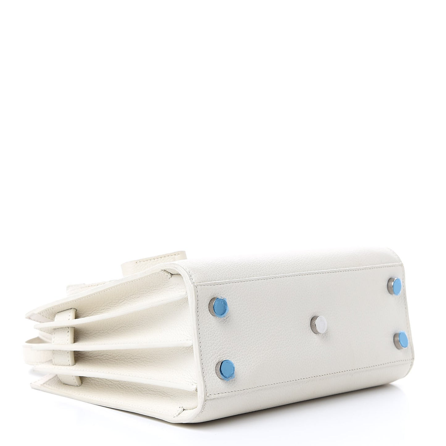 Grained Calfskin Nano Sac de Jour Dove White