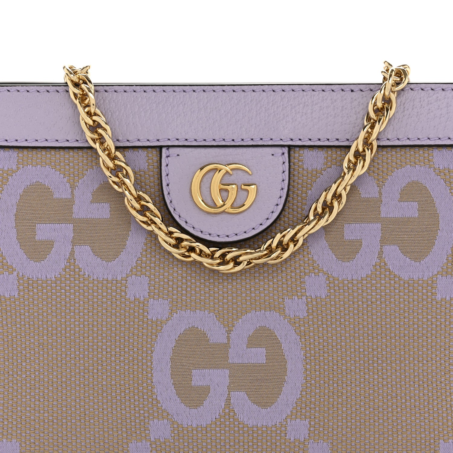 Gucci Monogram Jumbo GG Textured Dollar Calfskin Small Ophidia Chain Shoulder Bag Beige Lapis 8 of 13