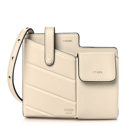 Fendi Vitello Grace Matte Two Pocket Mini Crossbody White Ice 1 of 10