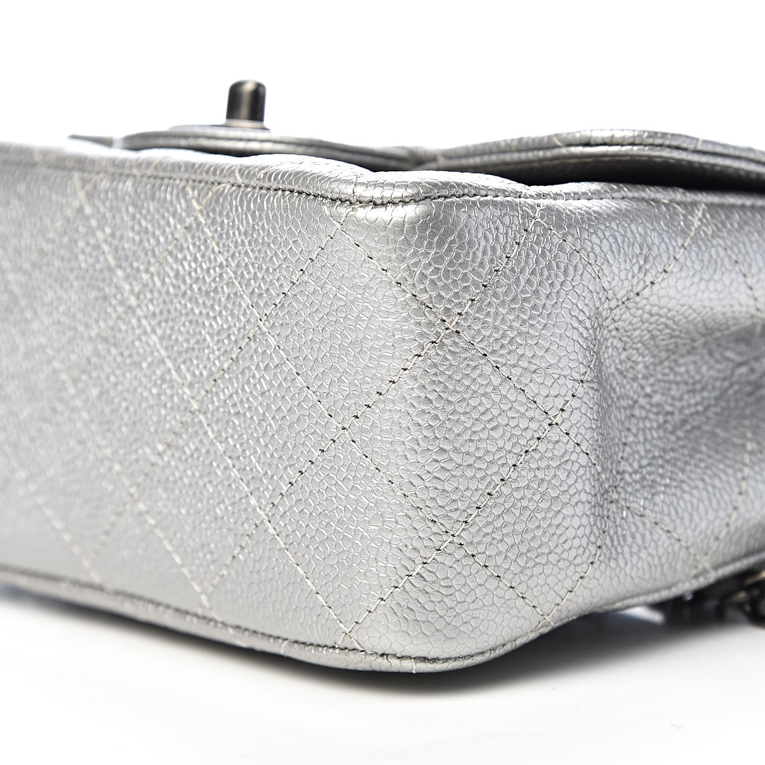 Chanel Metallic Caviar Quilted Mini Square Flap Silver 9 of 11