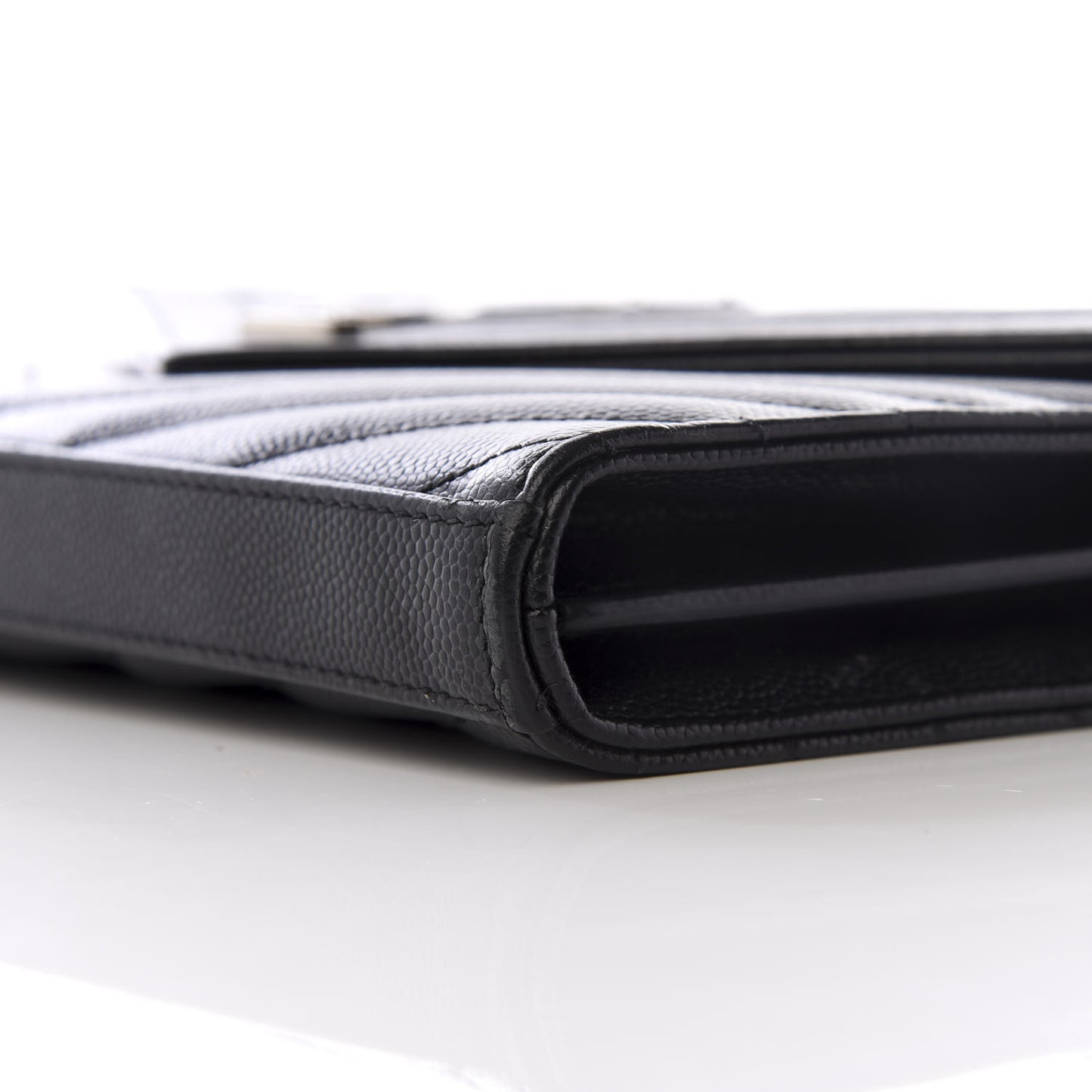 Grain De Poudre Matelasse Chevron Monogram Chain Wallet Black