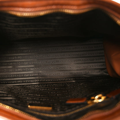 Prada Glossy Calfskin Triangle Large Bonnie Shoulder Bag Palissandro 5 of 9