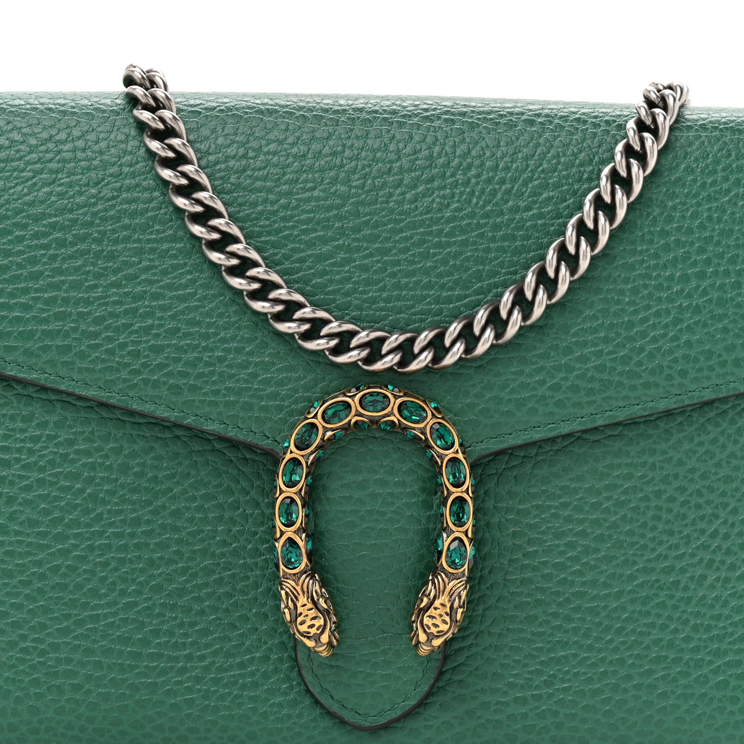Gucci Calfskin Mini Dionysus Chain Wallet Emerald 1811183