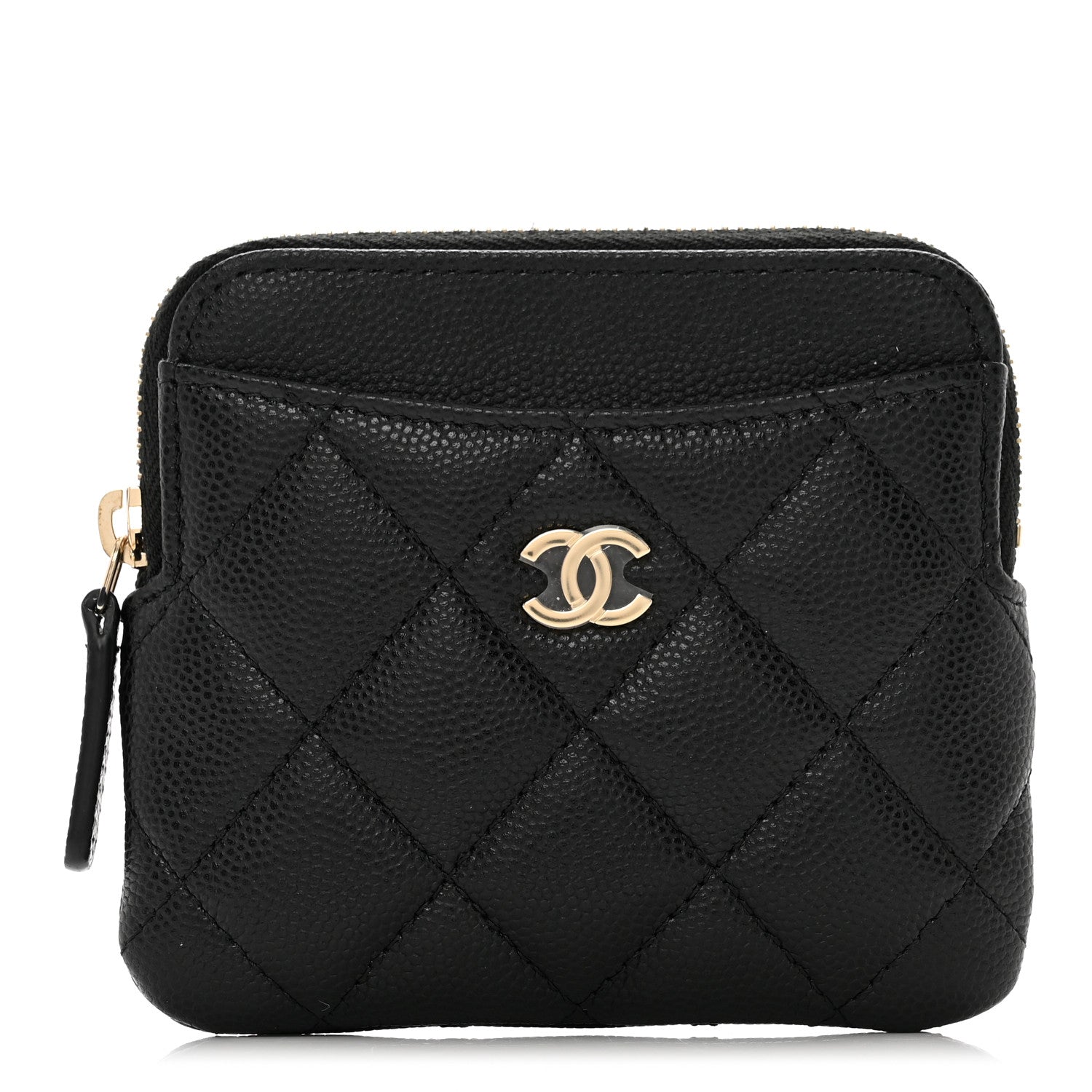 Chanel Caviar Quilted Zip Card Holder Wallet Black 1 of 8