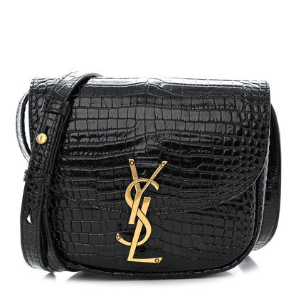 Saint Laurent Crocodile Embossed Calfskin Small Kaia Satchel Black 1 of 10