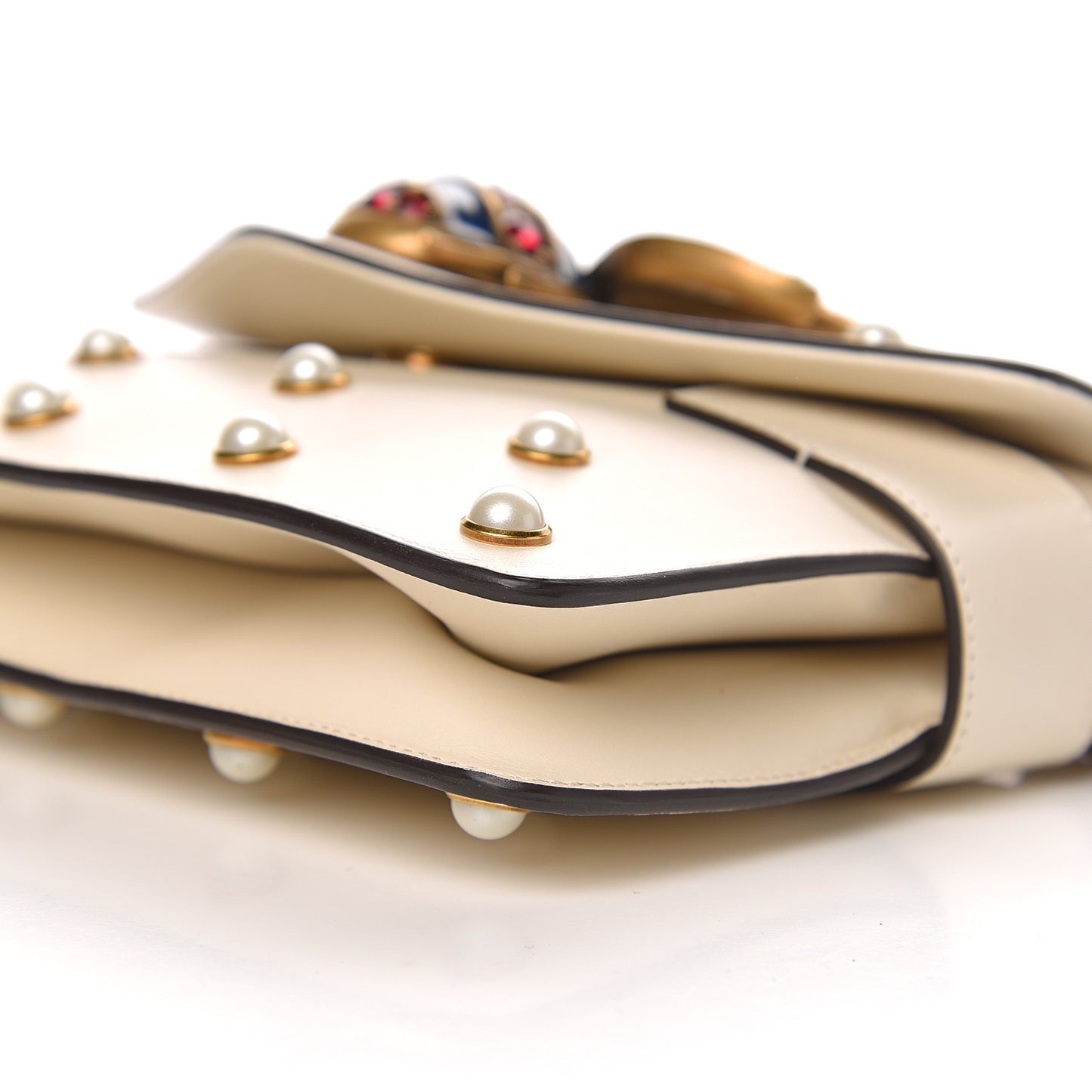 Nappa Pearl Studded Mini Queen Margaret Broadway Shoulder Bag Mystic White