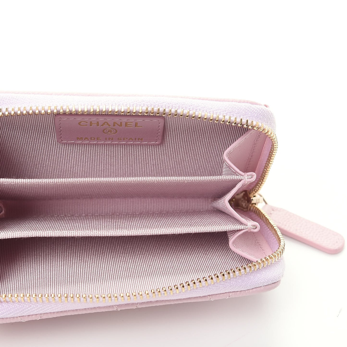 Caviar Quilted Zip Coin Purse Light Pink