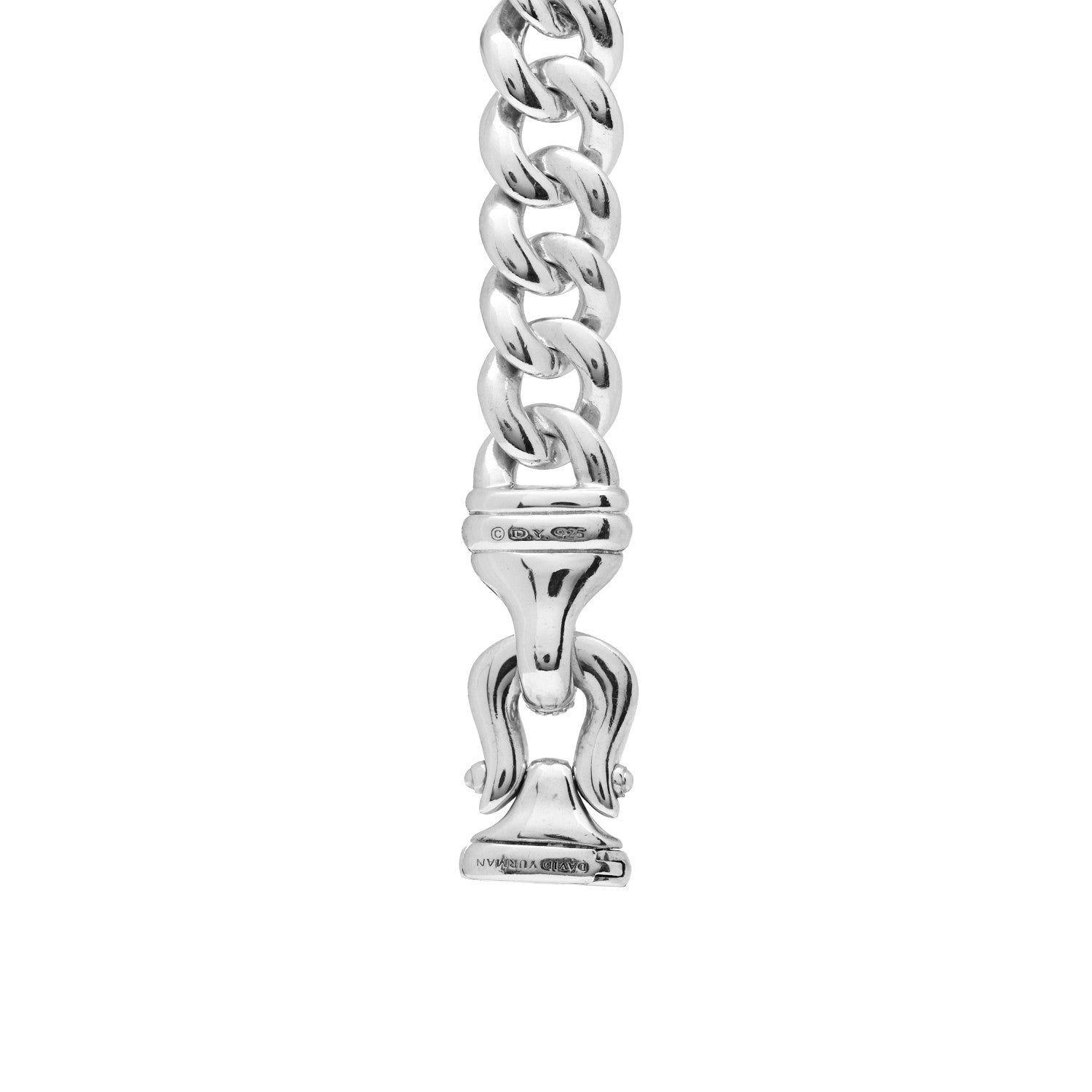 David Yurman Sterling Silver Diamond 12mm Curb Link Buckle Bracelet 4 of 4